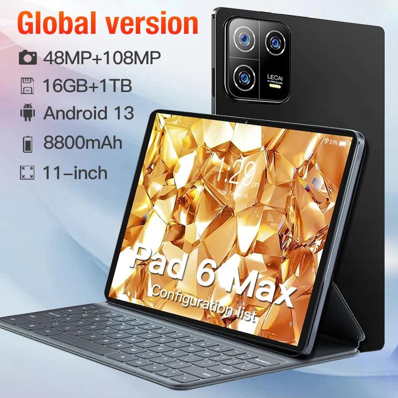 글로벌 버전 2024  태블릿 PC, 미 패드 6 맥스, 16G + 1TB, 안드로이드 13, 11.0 인치, 8800mAh, 5G, 4g, 신제품